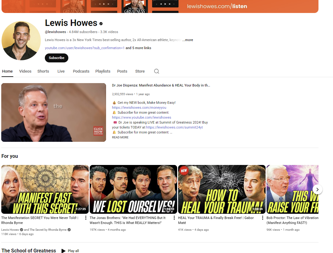 Lewis Howes English Channel - 4.84M subscribers